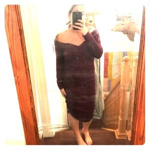 DVF never worn off the shoulder wine dress !